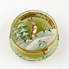 Load image into Gallery viewer, Antique Victorian Bohemian Enamel Glass Patch Box, Pill Box, Rabbit