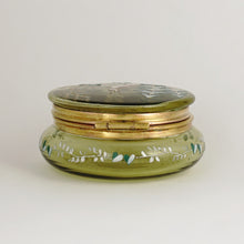 Load image into Gallery viewer, Antique Victorian Bohemian Enamel Glass Patch Box, Pill Box, Rabbit