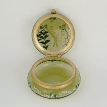 Load image into Gallery viewer, Antique Victorian Bohemian Enamel Glass Patch Box, Pill Box, Rabbit