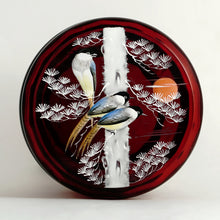 Load image into Gallery viewer, Antique Victorian Bohemian Enamel Ruby Glass Box, Birds, Vanity, Trinket Box, Powder Jar