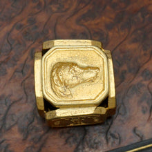 Load image into Gallery viewer, Antique Victorian Wax Seal Cube, Multiple Intaglio Matrices, Letter Envelope Gilt Brass Desk Stamp