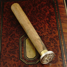 Load image into Gallery viewer, Antique Silver Armorial Wax Seal, Rooster & Sword Coat of Arms Desk Stamp