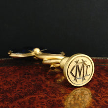 Load image into Gallery viewer, Art Nouveau French Shamrock Wax Seal, Bronze & Purple Glass