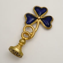 Load image into Gallery viewer, Art Nouveau French Shamrock Wax Seal, Bronze &amp; Purple Glass
