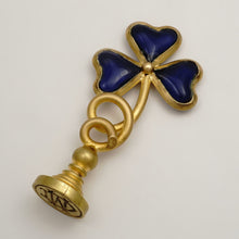 Load image into Gallery viewer, Art Nouveau French Shamrock Wax Seal, Bronze & Purple Glass