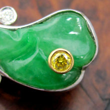Load image into Gallery viewer, Art Deco Carved Jade & Yellow Diamond 18K Gold Stick Pin