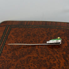 Load image into Gallery viewer, Art Deco Carved Jade & Yellow Diamond 18K Gold Stick Pin