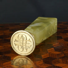Load image into Gallery viewer, Art Deco Wax Seal Desk Stamp Green Onyx Handle