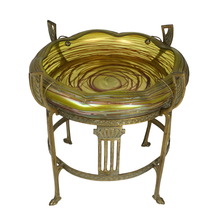 Load image into Gallery viewer, Antique Bohemian Iridescent Art Glass Bowl Art Nouveau Centerpiece