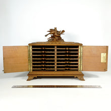 Load image into Gallery viewer, Antique Swiss Black Forest Hand Carved Wood Cigar Cabinet Box, Birds