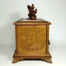 Load image into Gallery viewer, Antique Swiss Black Forest Hand Carved Wood Cigar Cabinet Box, Birds
