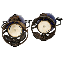 Load image into Gallery viewer, PAIR Large Art Deco French Paul Milet Sevres Ceramic Vases Blue Flambe Glaze