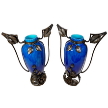 Load image into Gallery viewer, PAIR Large Art Deco French Paul Milet Sevres Ceramic Vases Blue Flambe Glaze
