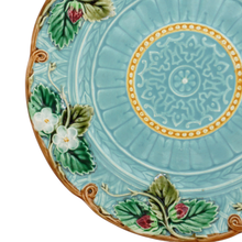 Load image into Gallery viewer, Antique French Sarreguemines Majolica Strawberry Blue Plate