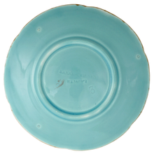 Load image into Gallery viewer, Art Nouveau French Sarreguemines Majolica Plate Strawberries Turquoise Blue