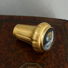 Load image into Gallery viewer, Antique French Gilt Ormolu Limoges Enamel on Copper Miniature Portrait Plaque Parasol Dress Cane Handle