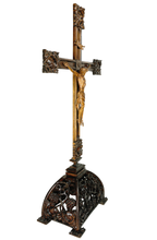 Load image into Gallery viewer, Antique Black Forest Carved Wood Crucifix Corpus Christi Jesus Christ Religious Hand Carved Altar Piece