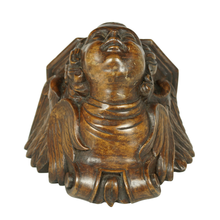 Load image into Gallery viewer, Antique Hand Carved Wood Cherub Angel Sculptural Wall Shelf Console Bracket