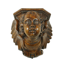 Load image into Gallery viewer, Antique Hand Carved Wood Cherub Angel Sculptural Wall Shelf Console Bracket