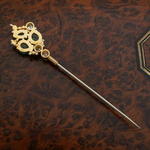 Load image into Gallery viewer, Antique Carved Emerald & Diamond 18K Gold Stick Pin