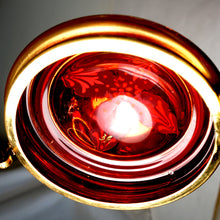 Load image into Gallery viewer, Antique Bohemian Moser Cranberry Glass Raised Gilt Enamel Box Powder Jar