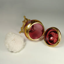 Load image into Gallery viewer, Antique Bohemian Moser Cranberry Glass Raised Gilt Enamel Box Powder Jar