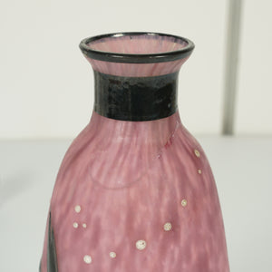 Andre Delatte Nancy French Perfume Bottle Art Deco Pink Glass Enamel Signed
