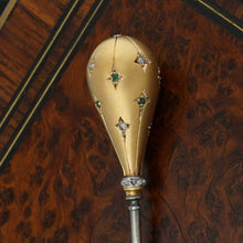 Load image into Gallery viewer, Antique French 18K Gold Rose Cut Diamonds & Emeralds Hat Stick Pin Brooch, Hot Air Balloon
