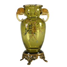 Load image into Gallery viewer, Antique French Art Glass Japonisme Cabinet Vase, Eugene Rousseau, Applied Elephants