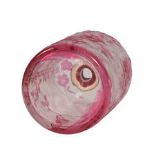 Load image into Gallery viewer, Antique Baccarat Glass Eglantier Pattern Atomizer Perfume Bottle Art Nouveau Acid Etched Cameo Glass Cranberry Pink Overlay Flowers