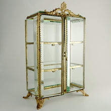 Load image into Gallery viewer, Antique French Gilt Ormolu Vitrine Curio Cabinet Jewelry Box Display Case Casket