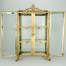 Load image into Gallery viewer, Antique French Gilt Ormolu Vitrine Curio Cabinet Jewelry Box Display Case Casket