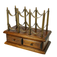 Load image into Gallery viewer, Antique French Brass and Wood Table Top Wine Rack Display Holder