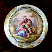 Load image into Gallery viewer, Antique French Enamel on Copper Box Silver Hinged Mounts