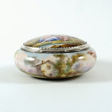 Load image into Gallery viewer, Antique French Enamel on Copper Box Silver Hinged Mounts