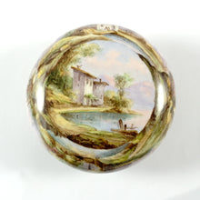 Load image into Gallery viewer, Antique French Enamel on Copper Box Silver Hinged Mounts