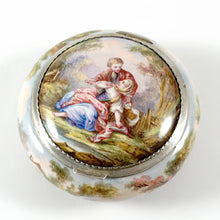 Load image into Gallery viewer, Antique French Enamel on Copper Box Silver Hinged Mounts