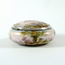 Load image into Gallery viewer, Antique French Enamel on Copper Box Silver Hinged Mounts