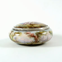 Load image into Gallery viewer, Antique French Enamel on Copper Box Silver Hinged Mounts