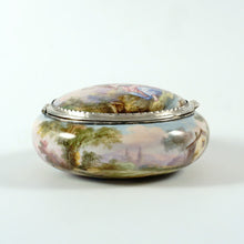 Load image into Gallery viewer, Antique French Enamel on Copper Box Silver Hinged Mounts