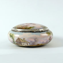 Load image into Gallery viewer, Antique French Enamel on Copper Box Silver Hinged Mounts