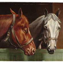 Load image into Gallery viewer, Antique Horse Portrait Oil Painting Equestrian Thoroughbred, dated 1923