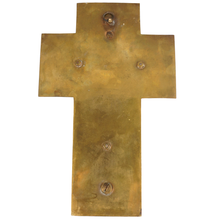 Load image into Gallery viewer, Antique French Bronze & Green Onyx Crucifix Holy Water Font
