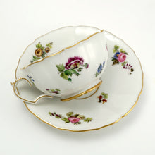 Load image into Gallery viewer, Jacob Petit Antique French Old Paris Porcelain Cup & Saucer Hand Painted Flowers, Gilt Trim