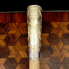 Load image into Gallery viewer, Antique French Silver Gilt Vermeil Enamel Parasol Umbrella Handle Set, Cupid and Flowers