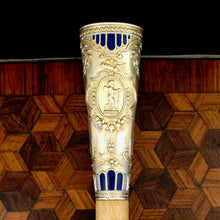 Load image into Gallery viewer, Antique French Silver Gilt Vermeil Enamel Parasol Umbrella Handle Set, Cupid and Flowers