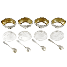 Load image into Gallery viewer, French Sterling Silver Salt Cellars Set, Art Nouveau Clematis Flowers, Ravinet & Denfert
