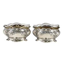 Load image into Gallery viewer, French Sterling Silver Salt Cellars Set, Art Nouveau Clematis Flowers, Ravinet & Denfert