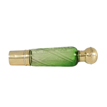 Load image into Gallery viewer, Antique French Sterling Silver Green Glass Liquor Flask