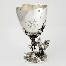 Load image into Gallery viewer, Antique French Sterling Silver Egg Cup Animalier Figural Chickens